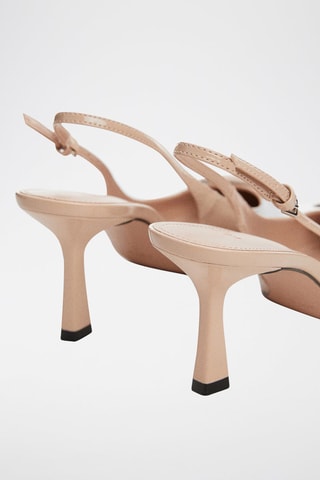 Chaussures vernies ouvertes à l'arrière - Rose poudré