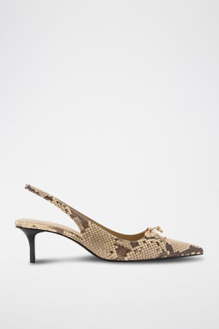 Chaussures kitten heel imitation serpent - Beige