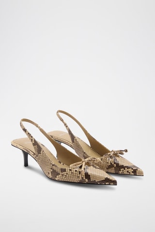 Chaussures kitten heel imitation serpent - Beige