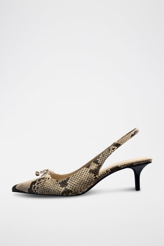 Chaussures kitten heel imitation serpent - Beige