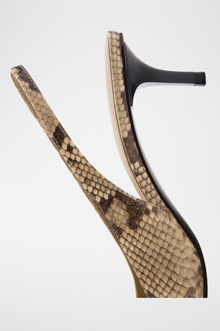 Chaussures kitten heel imitation serpent - Beige