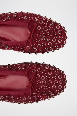 Ballerines cloutées maille filet - Bordeaux