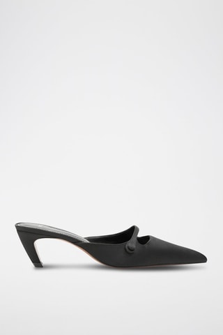 Mules à talons en satin - Noir