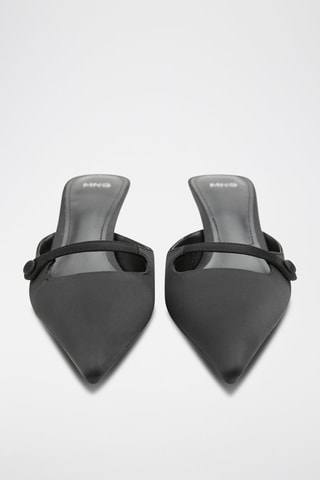 Mules à talons en satin - Noir