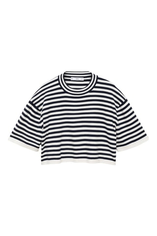 Pull-over crop à rayures - Bleu marine