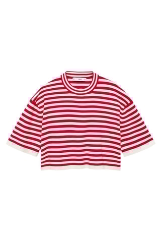 Pull-over crop à rayures - Rouge et blanc