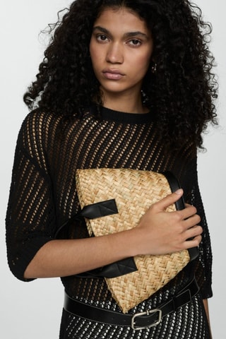 Pull-over crochet manches courtes - Noir