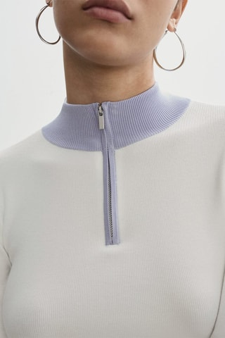 Pull-over col fermeture Éclair - Écru