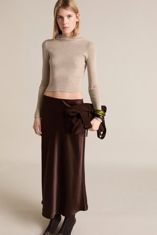 Pull-over maille côtelée capuche - Gris clair