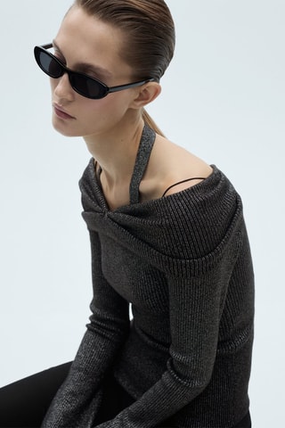 Pull-over Lurex épaules dénudées - Gris