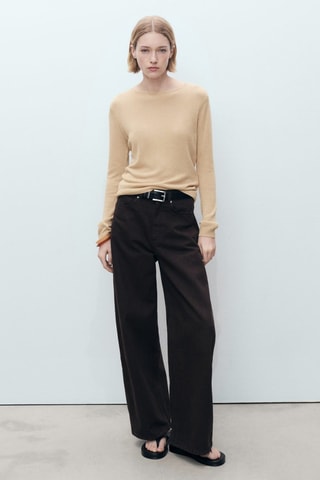 Pull col bateau lin mélangé - Marron