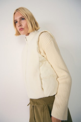 Gilet maille combiné - Ecru