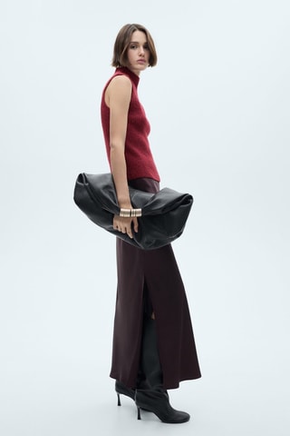 Gilet maille col montant - Lie-de-vin