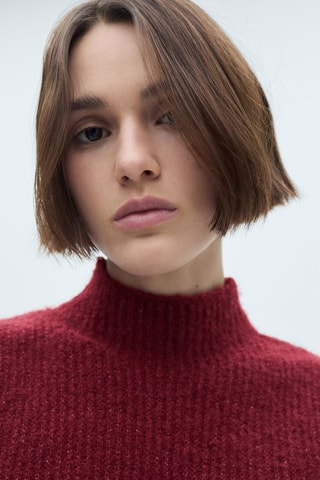 Gilet maille col montant - Lie-de-vin