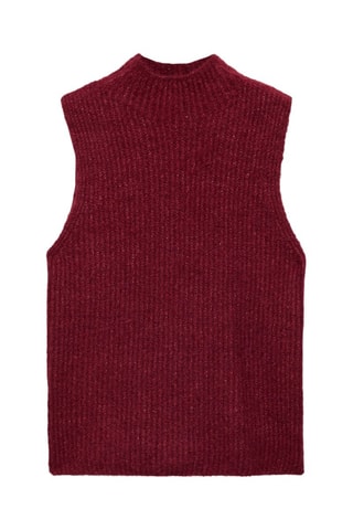 Gilet maille col montant - Lie-de-vin