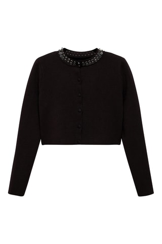 Cardigan col strass - Noir