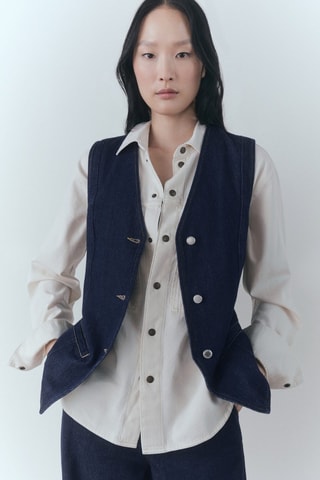 Gilet en jean rinse wash - Bleu foncé