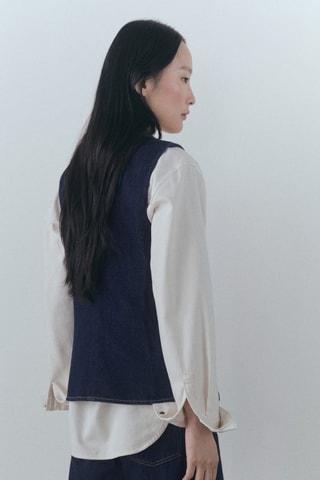 Gilet en jean rinse wash - Bleu foncé