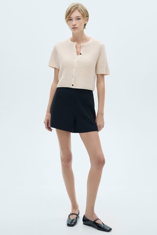 Cardigan maille manches courtes - Écru