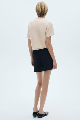 Cardigan maille manches courtes - Écru