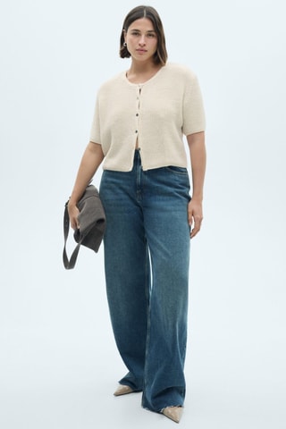 Cardigan maille manches courtes - Écru