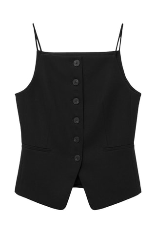 Gilet emmanchures américaines boutons - Noir