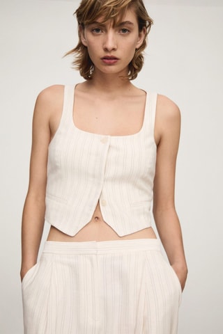 Gilet costume rayures - Écru