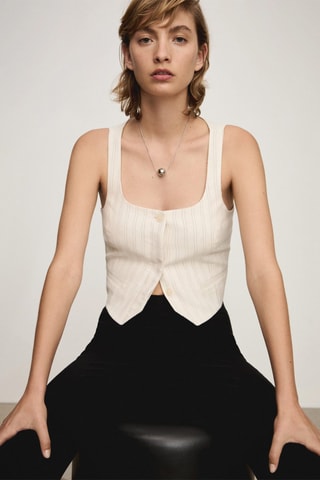 Gilet costume rayures - Écru