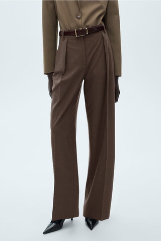 Pantalon droit pinces - Marron