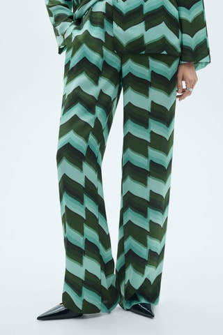 Pantalon droit imprimé - Vert et bleu