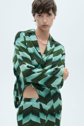 Pantalon droit imprimé - Vert et bleu