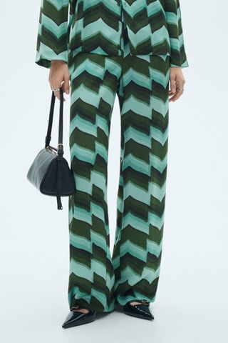 Pantalon droit imprimé - Vert et bleu