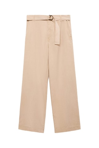 Pantalon fluide wideleg ceinture - Sable