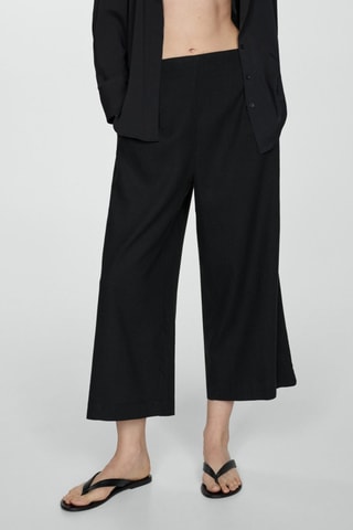 Pantalon wideleg lin - Noir