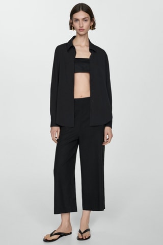 Pantalon wideleg lin - Noir