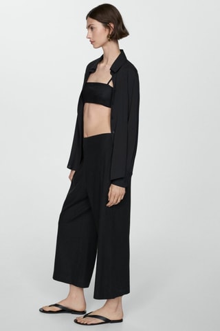 Pantalon wideleg lin - Noir