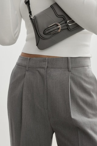 Pantalon droit pinces - Gris clair chiné