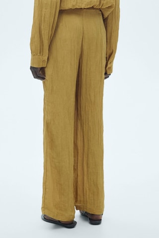 Pantalon texturé ceinture - Moutarde