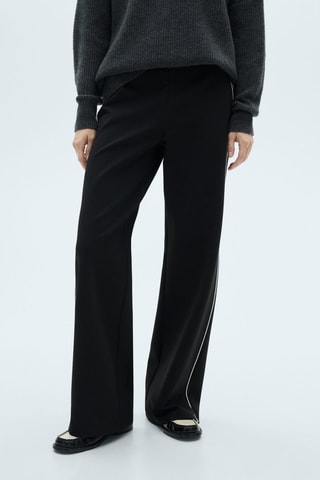 Pantalon maille rayure contrastante - Noir