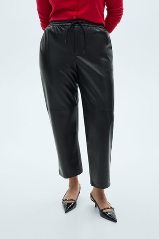 Pantalon taille élastique similicuir - Noir