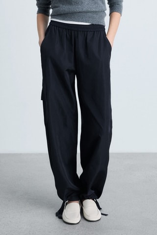 Pantalon cargo bas de jambe réglable - Bleu marine