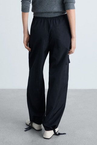 Pantalon cargo bas de jambe réglable - Bleu marine