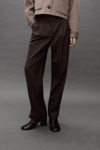 Pantalon wideleg - Marron