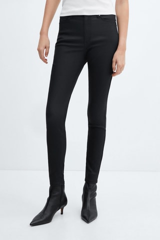 Jean skinny taille haute enduit - Noir