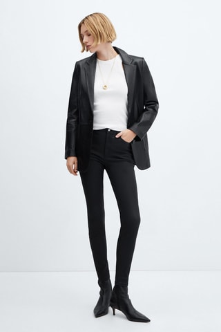 Jean skinny taille haute enduit - Noir