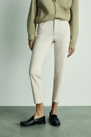 Jean Newmom confort taille haute - Blanc cassé