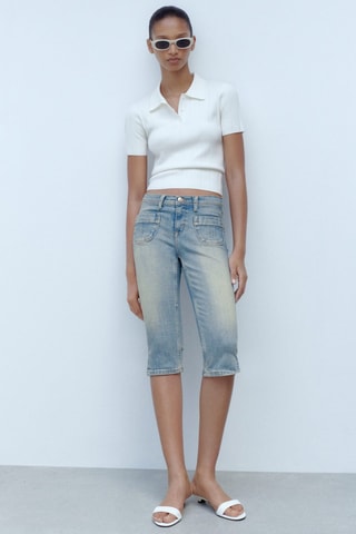 Jean capri poches - Bleu