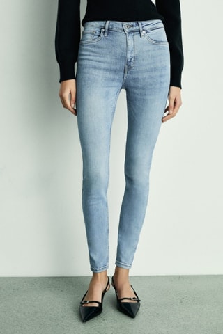 Jean skinny taille haute - Bleu