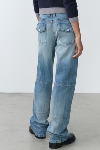 Jean Wideleg coutures décoratives - Bleu