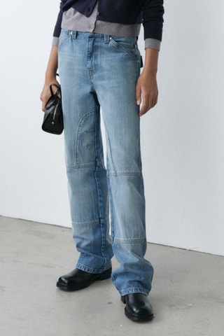 Jean Wideleg coutures décoratives - Bleu